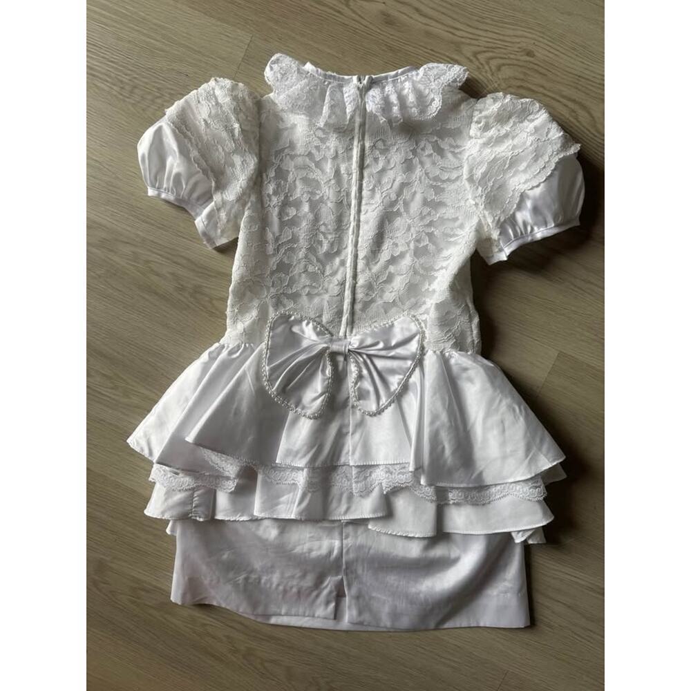 Kate Greenaway Girls 6x White Peplum Bow Vintage 80s 90s Party Communion Dress - Picture 4 of 4